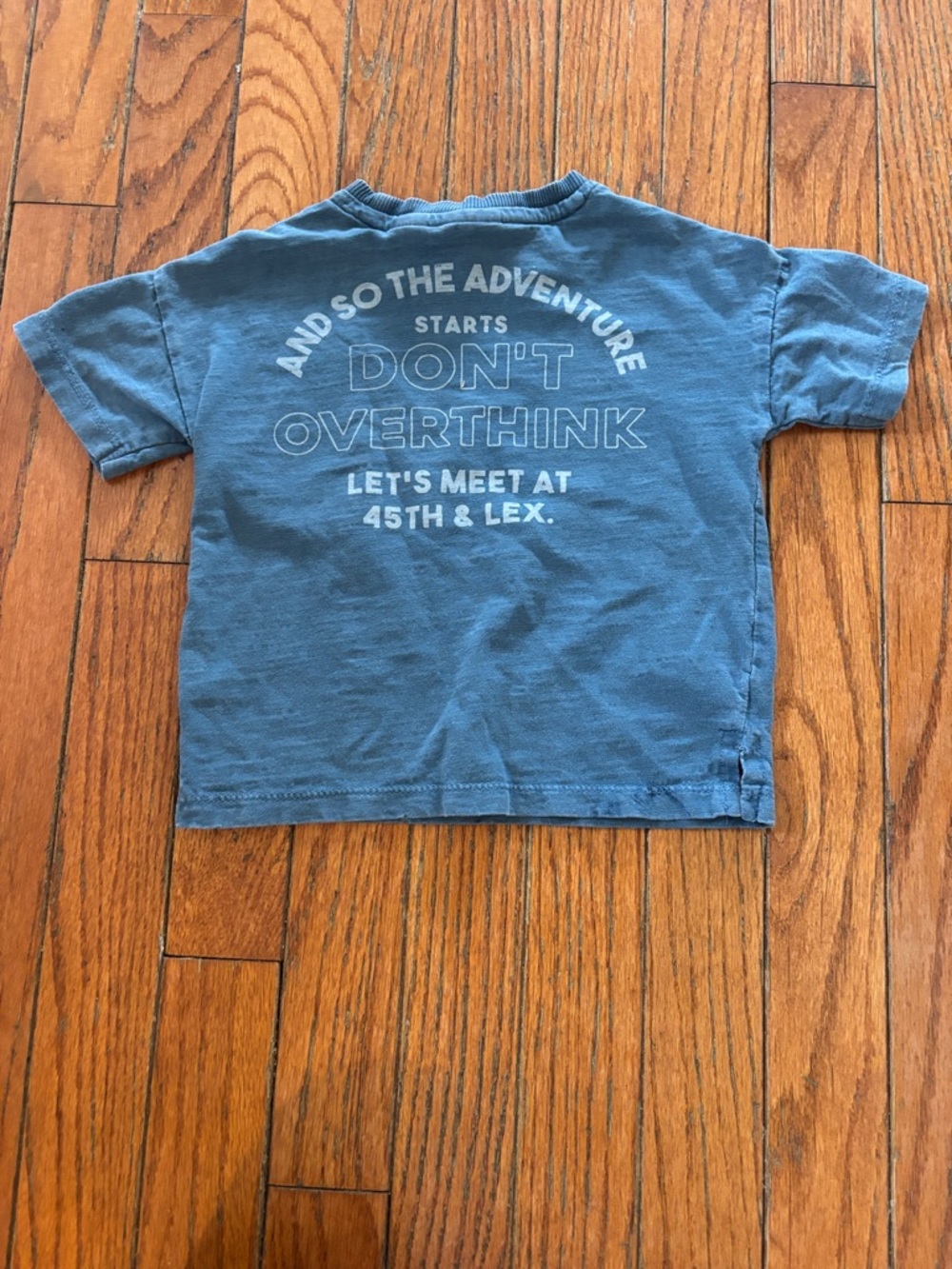 Zara Blue Graphic Tee with 'Don't Overthink' Back Print